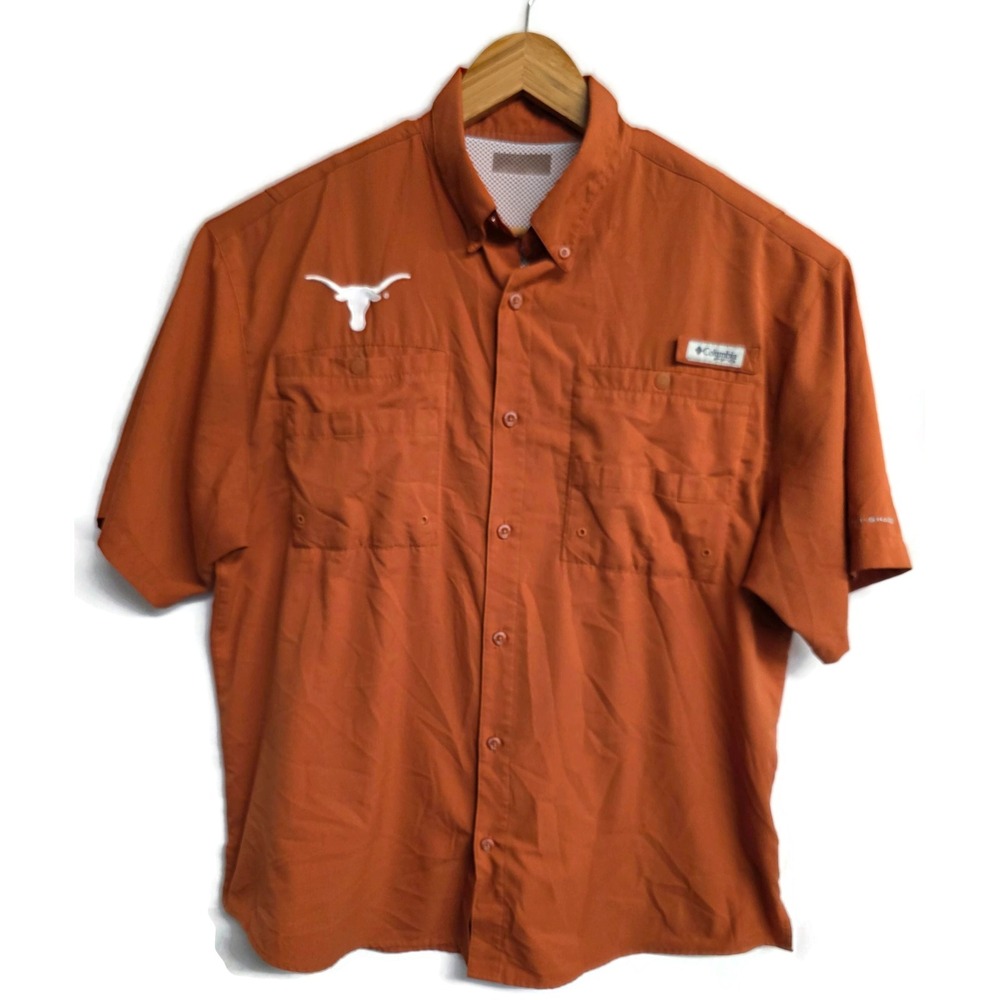 Columbia PFG Texas Longhorns Tamiami II Fishing Shirt Burnt Orange Mens XL